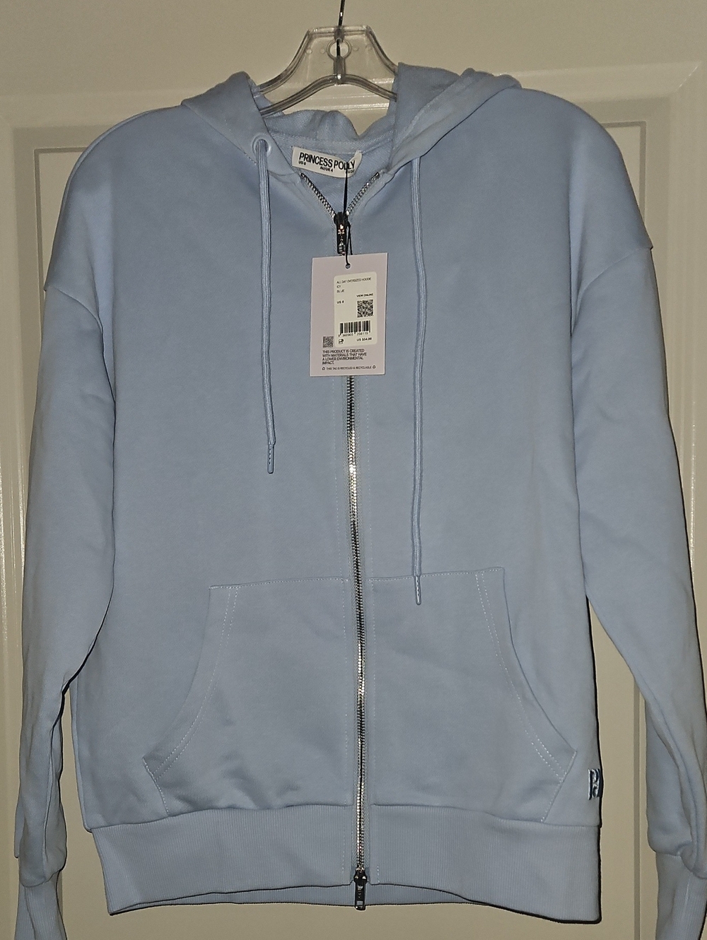 NWT Princess Polly Icy Blue Hoodie - Size 0